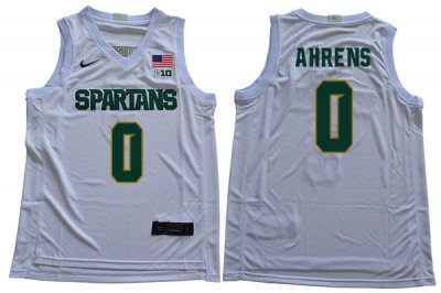 Men Michigan State Spartans NCAA #0 Kyle Ahrens White Authentic Nike Stitched College Basketball Jersey VS32H51MC